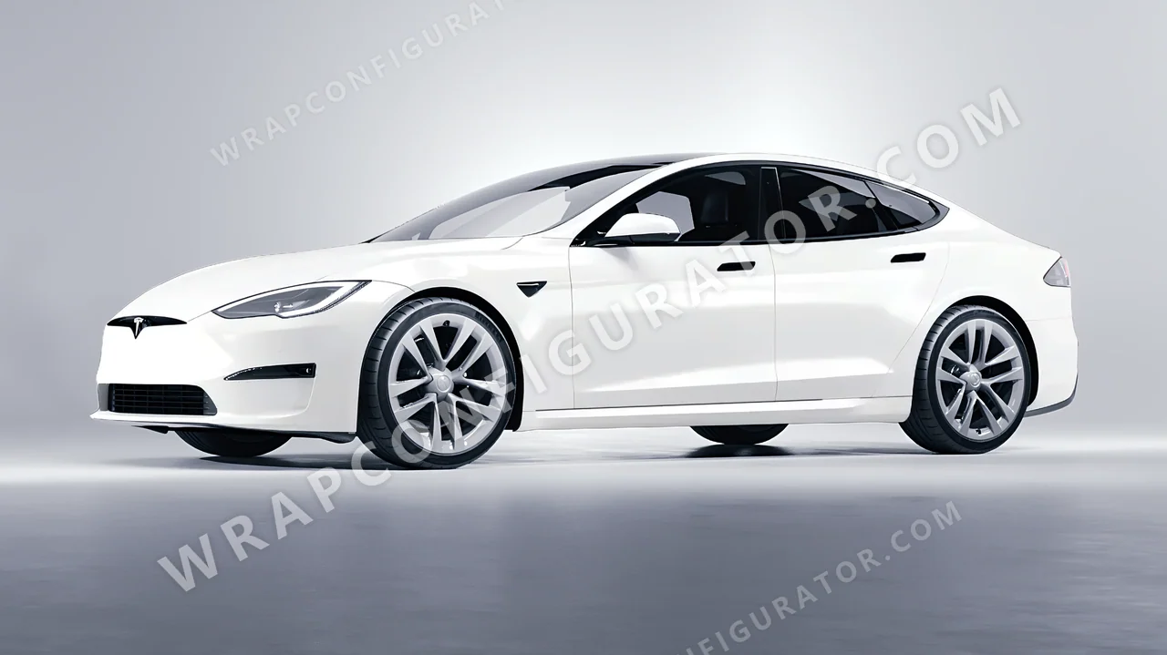 White Tesla Model S 2013 wrapped in Colourshield PPF by HyperPro White SMF37-P