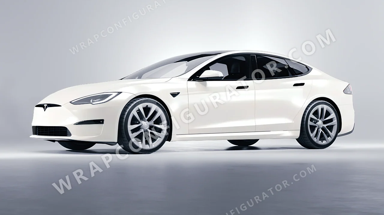 White Tesla Model S 2013 wrapped in Inozetek Dynamic PPF White DPPF807