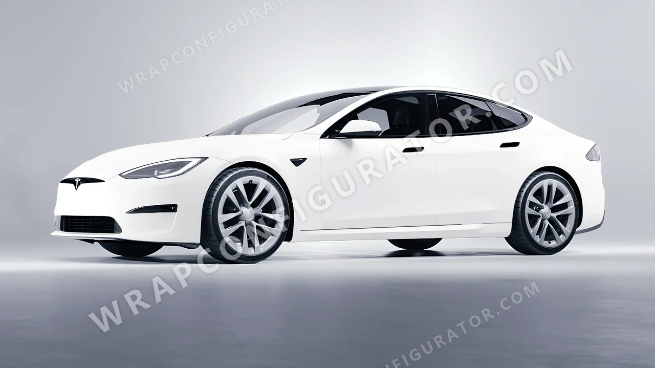 White Tesla Model S 2013 wrapped in Inozetek Dynamic PPF White DPPF816