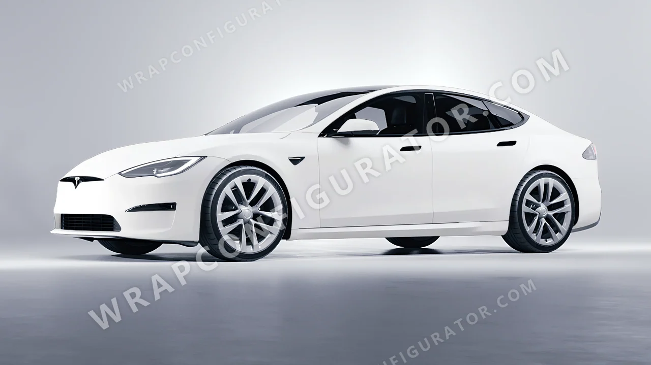 White Tesla Model S 2013 wrapped in ORACAL White 970RA-010M
