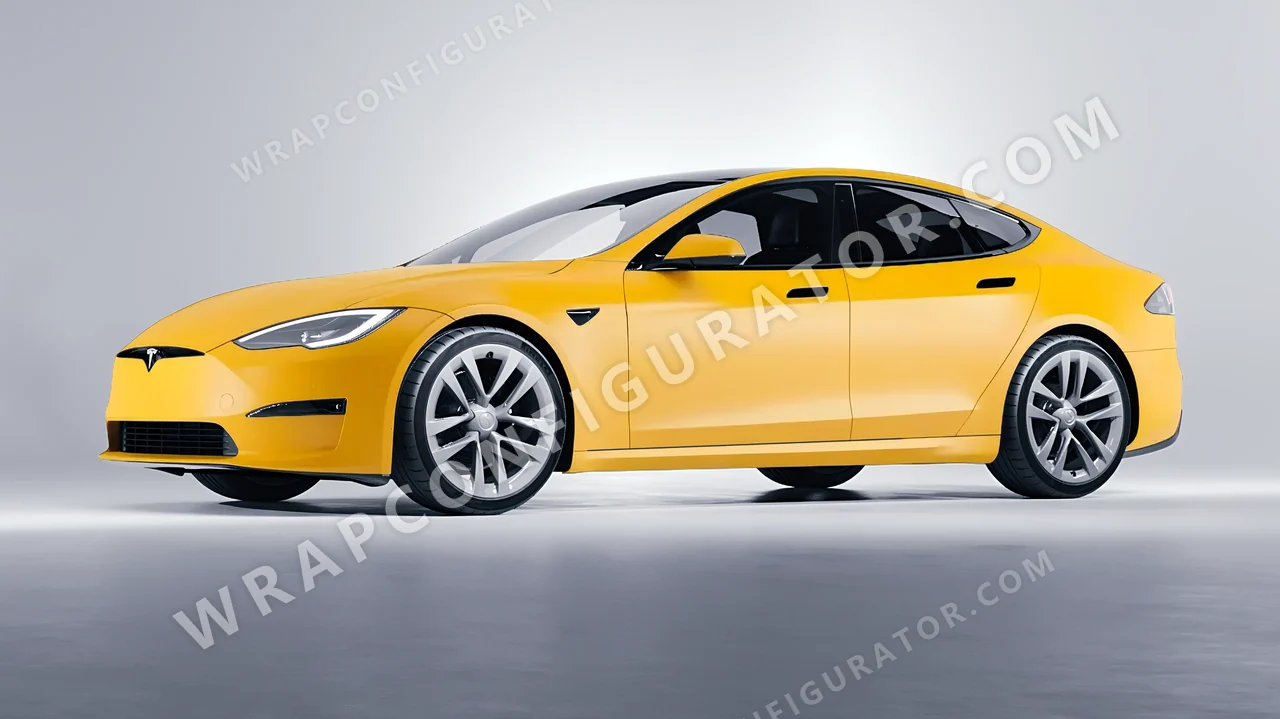 Yellow Tesla Model S 2013 wrapped in ORACAL Maize Yellow 970RA-209M
