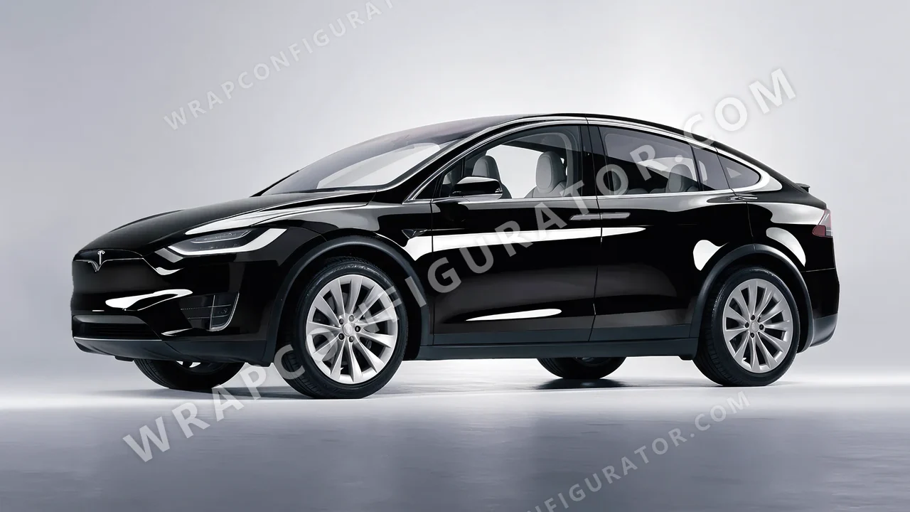 Black Tesla Model X 2017 wrapped in 3M Black HG12