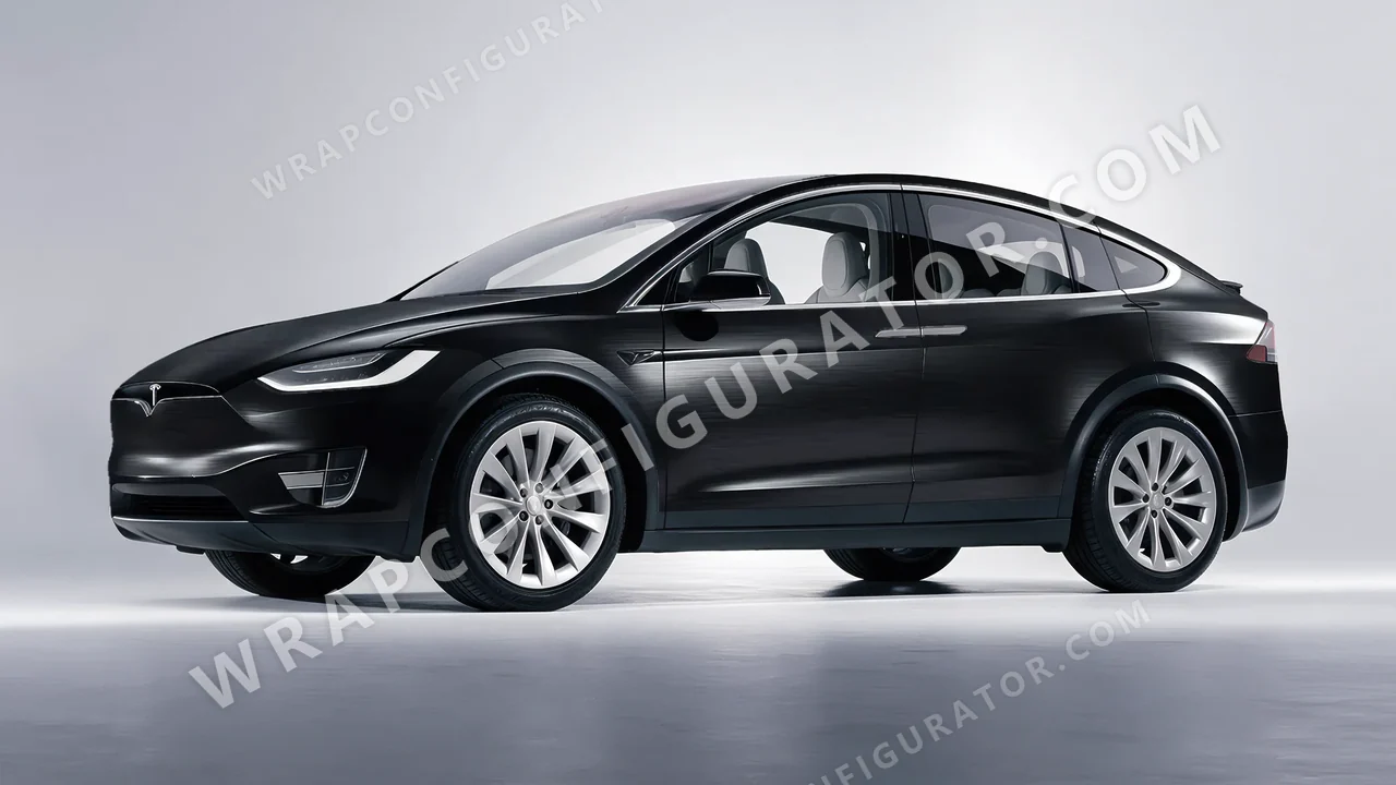 Black Tesla Model X 2017 wrapped in 3M Brushed Black Metallic BR212