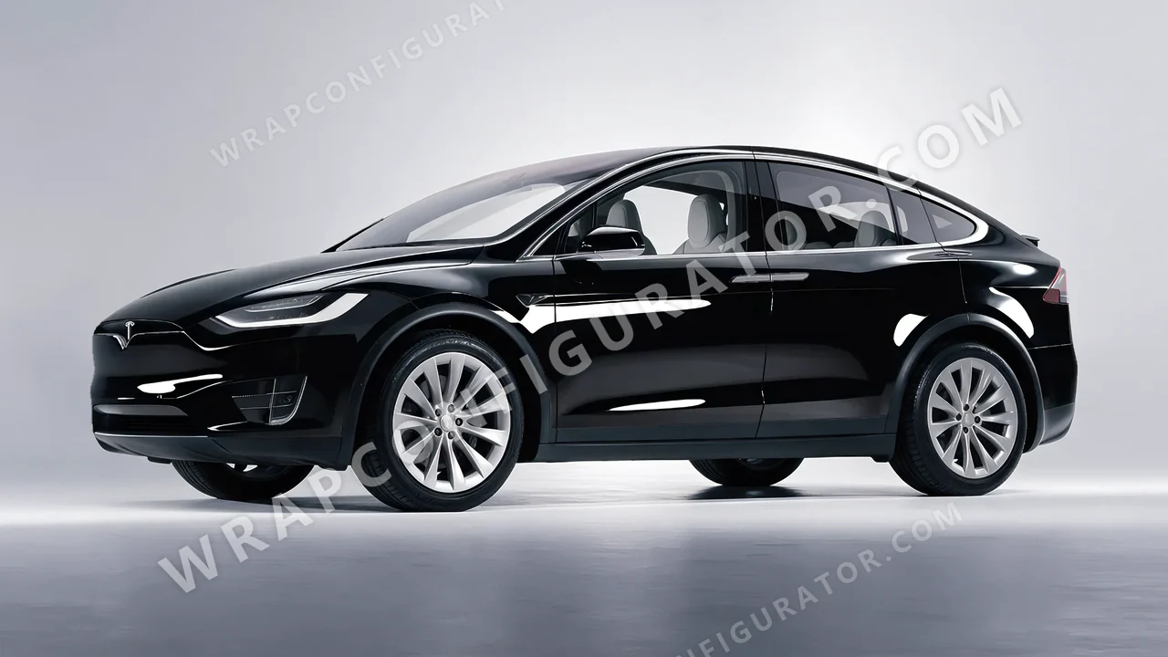 Black Tesla Model X 2017 wrapped in 3M Gloss Black G12
