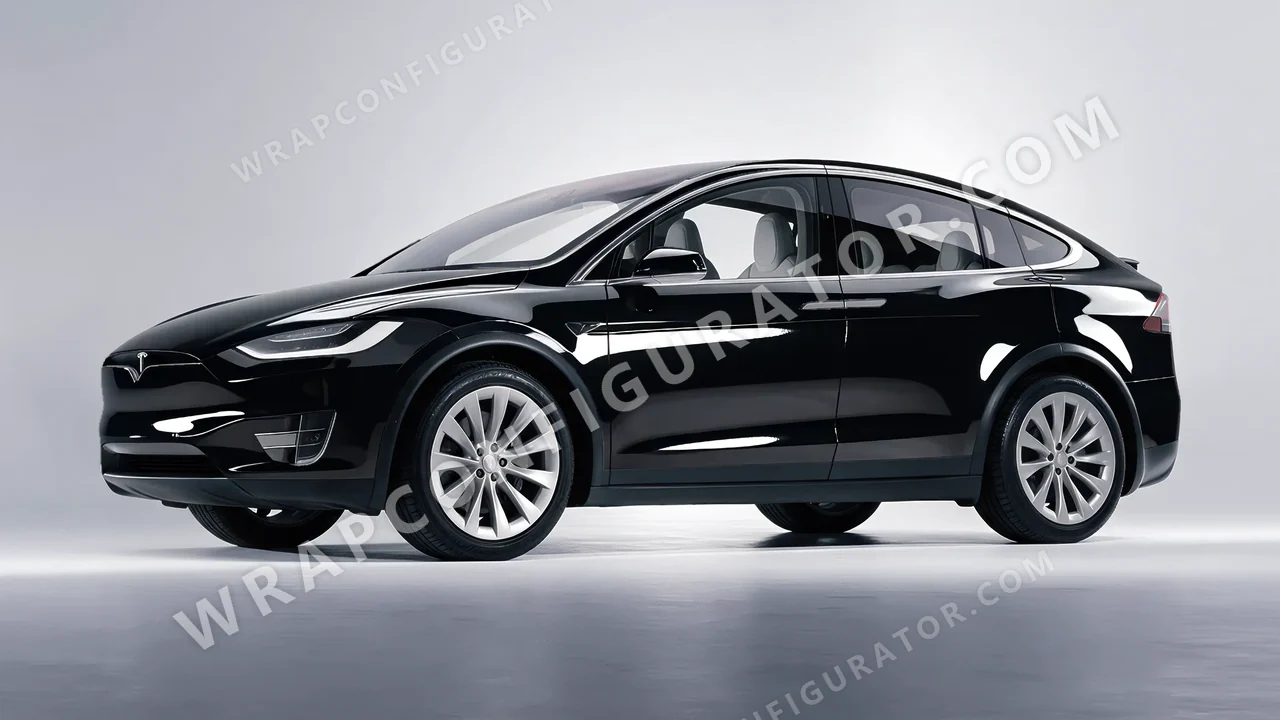 Black Tesla Model X 2017 wrapped in 3M Gloss Black Metallic G212