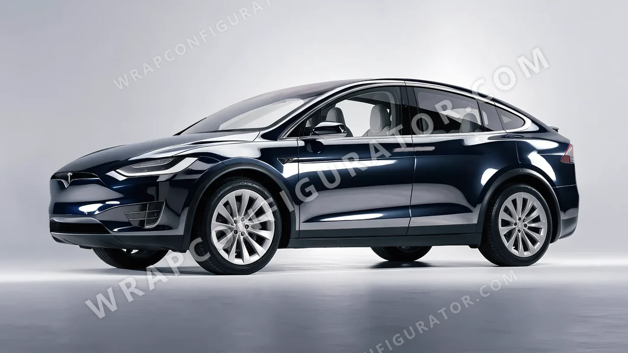 Black Tesla Model X 2017 wrapped in Avery Dennison Black SF100-196-S