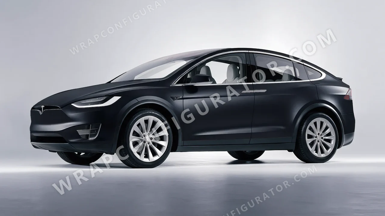 Black Tesla Model X 2017 wrapped in Avery Dennison Black SW900-180-O