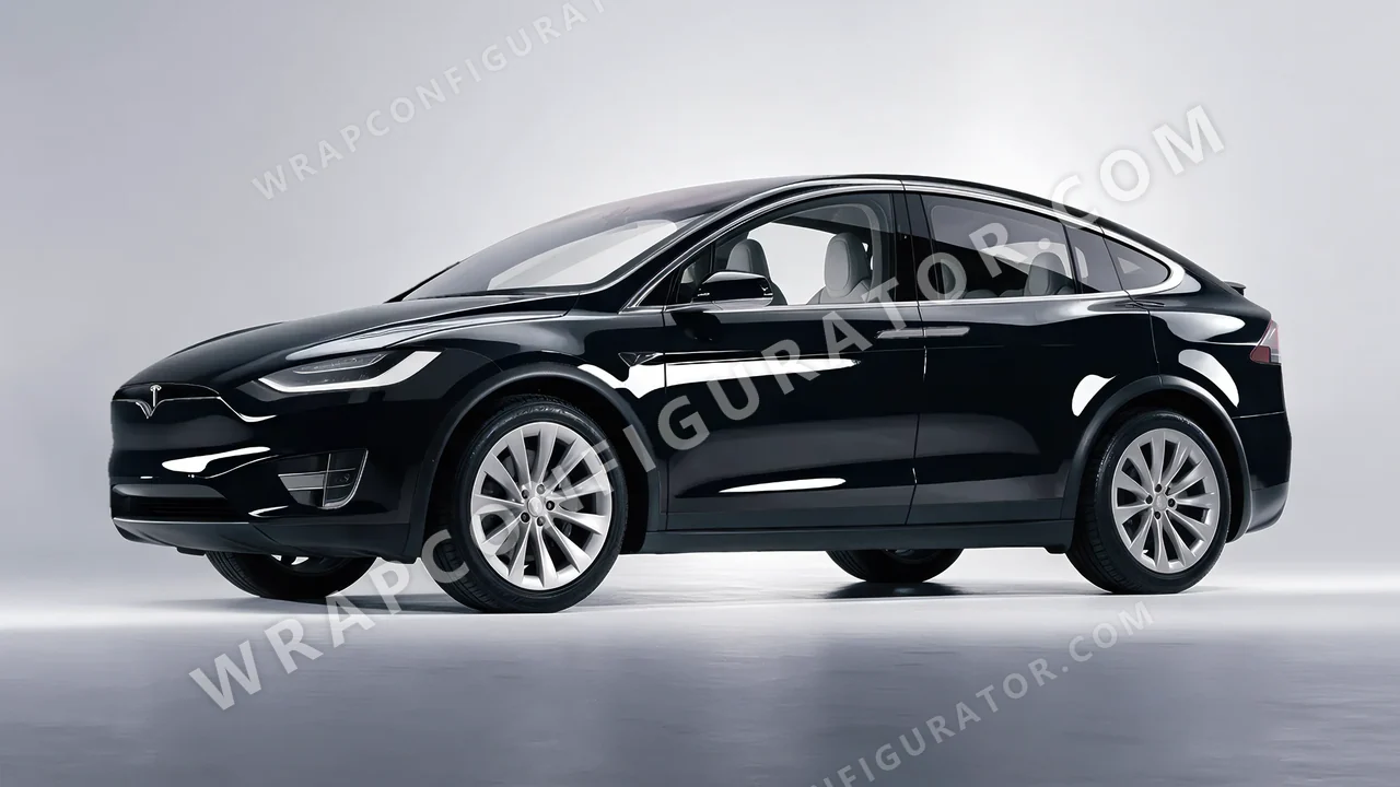Black Tesla Model X 2017 wrapped in Avery Dennison Black SW900-190-O