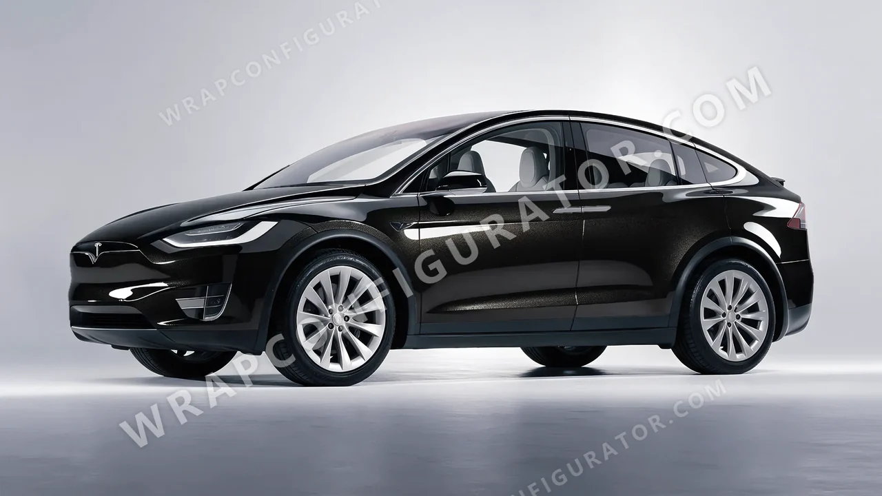 Black Tesla Model X 2017 wrapped in Avery Dennison Black SW900-192-M