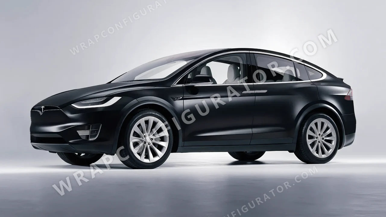 Black Tesla Model X 2017 wrapped in Avery Dennison Black SW900-197-O