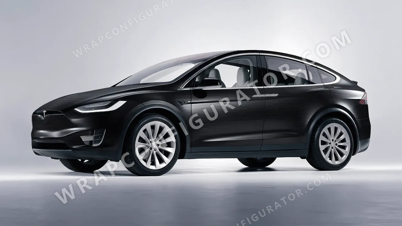 Black Tesla Model X 2017 wrapped in Avery Dennison Brushed Black SW900-193-X