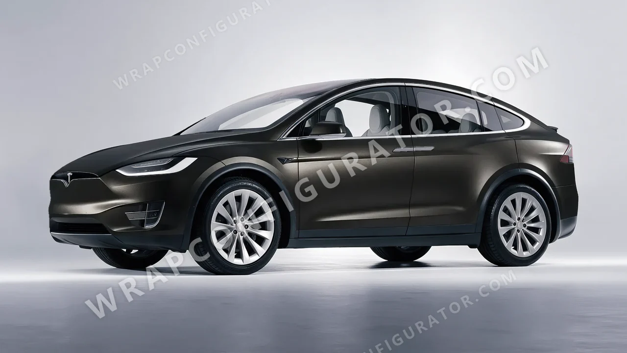 Black Tesla Model X 2017 wrapped in Avery Dennison Dark Basalt SW900-871-M