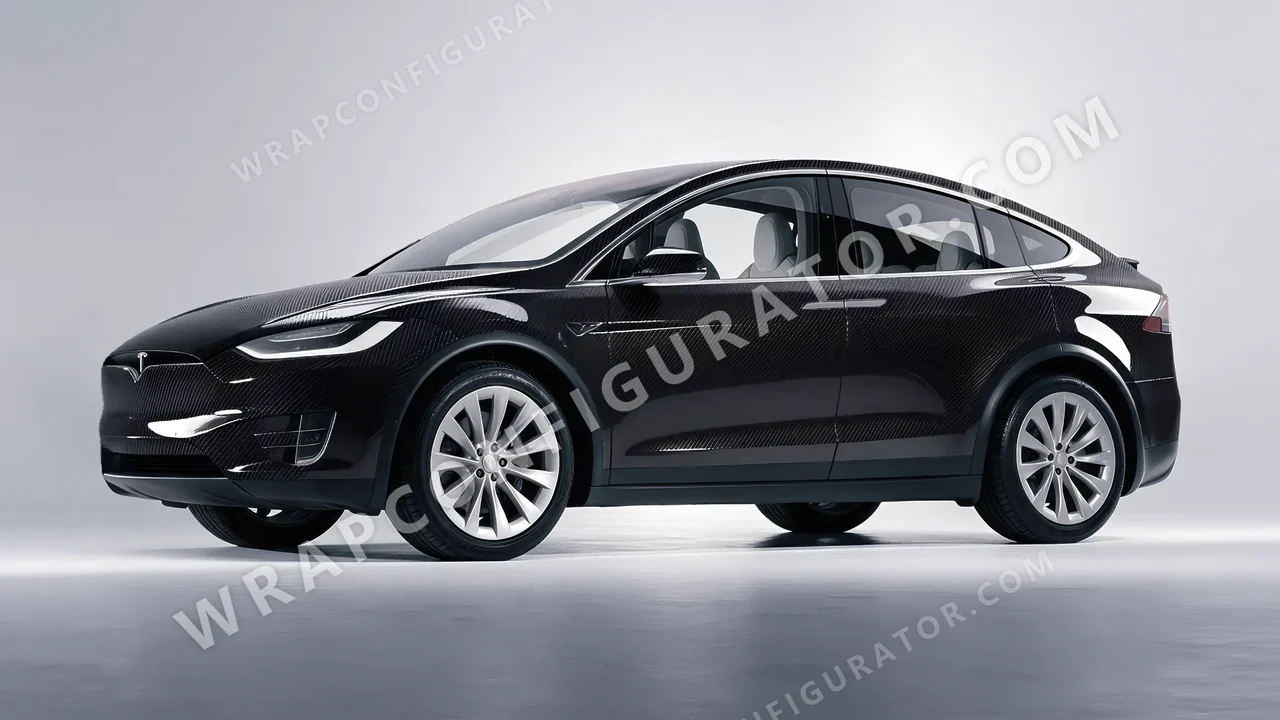 Black Tesla Model X 2017 wrapped in Colourshield PPF by HyperPro Black 6D01B-P