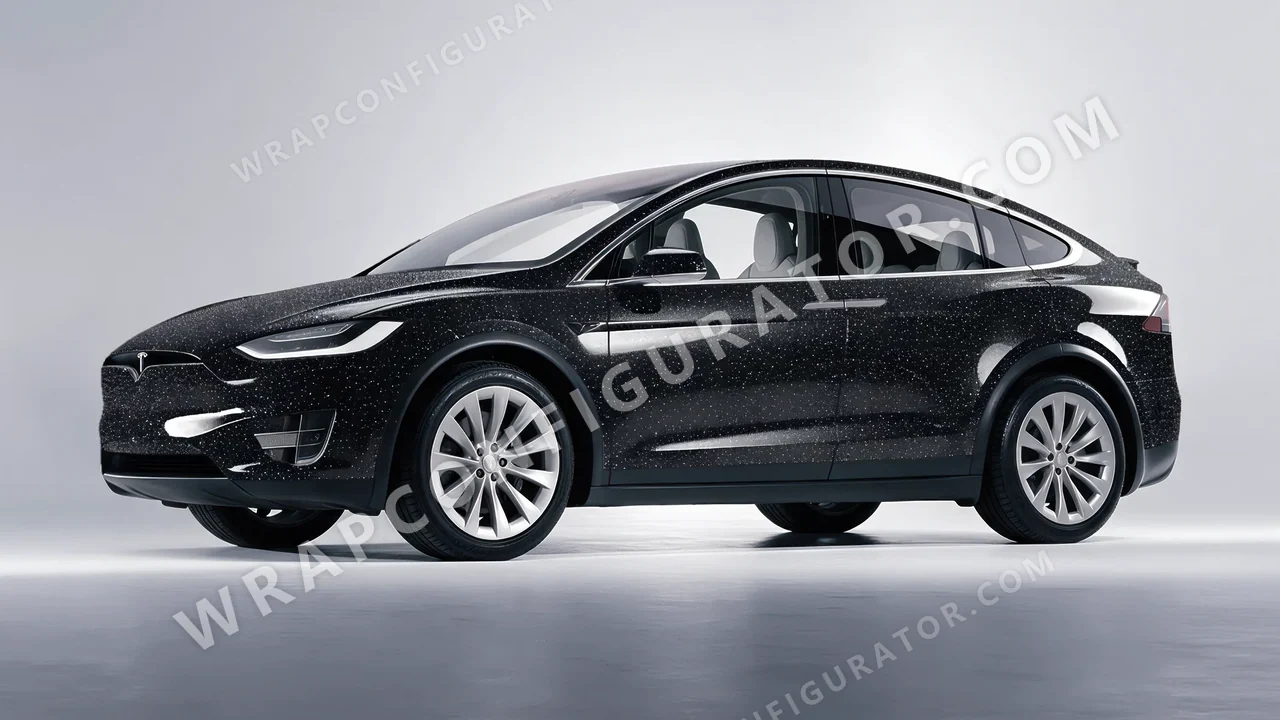 Black Tesla Model X 2017 wrapped in Colourshield PPF by HyperPro Black MDF01-P