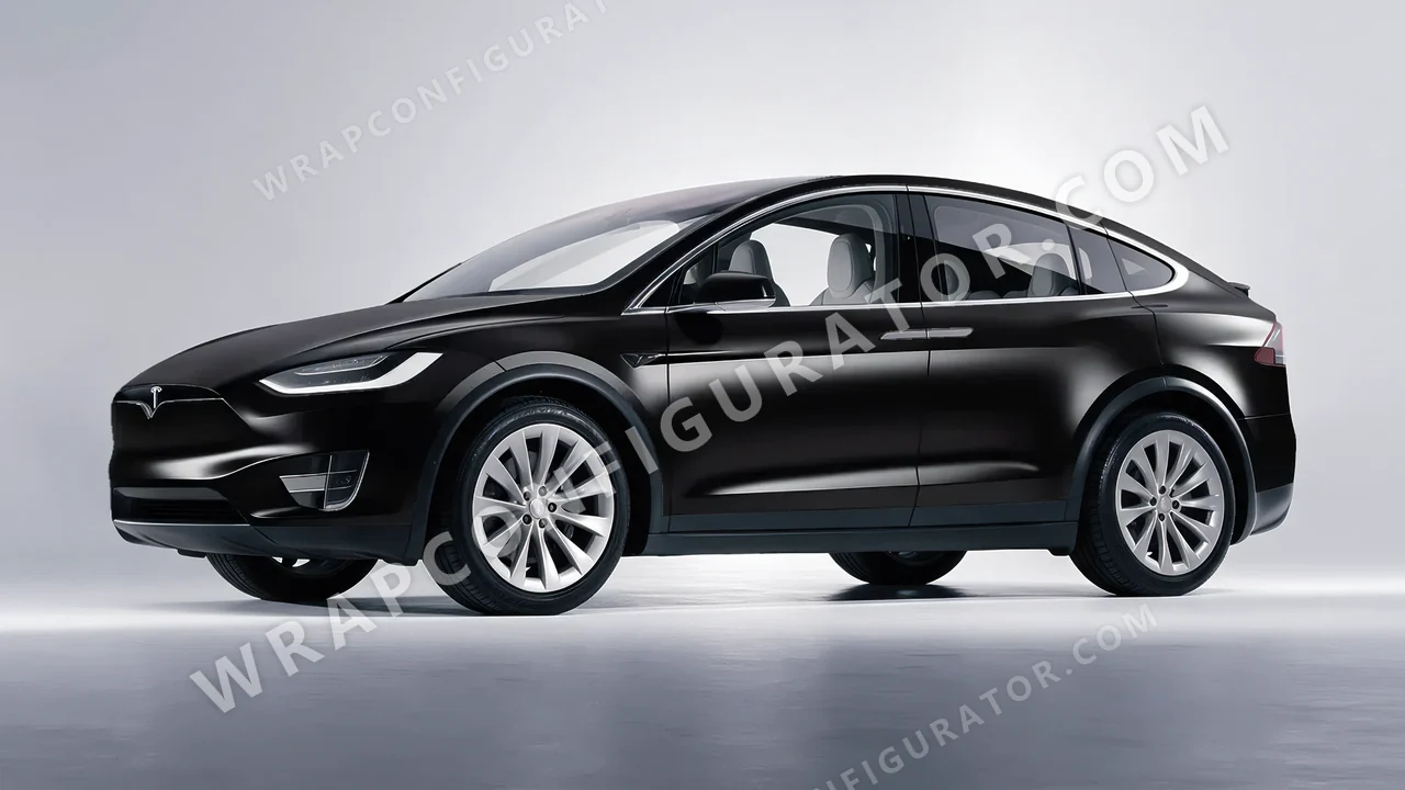 Black Tesla Model X 2017 wrapped in Inozetek Dynamic PPF Blackout DPPF819