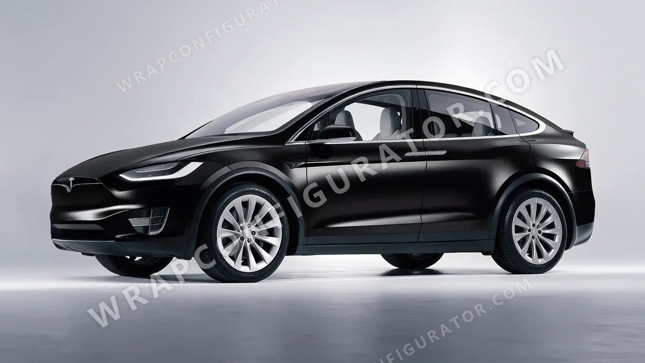 Black Tesla Model X 2017 wrapped in Inozetek Dynamic PPF Midnight Black DPPF924