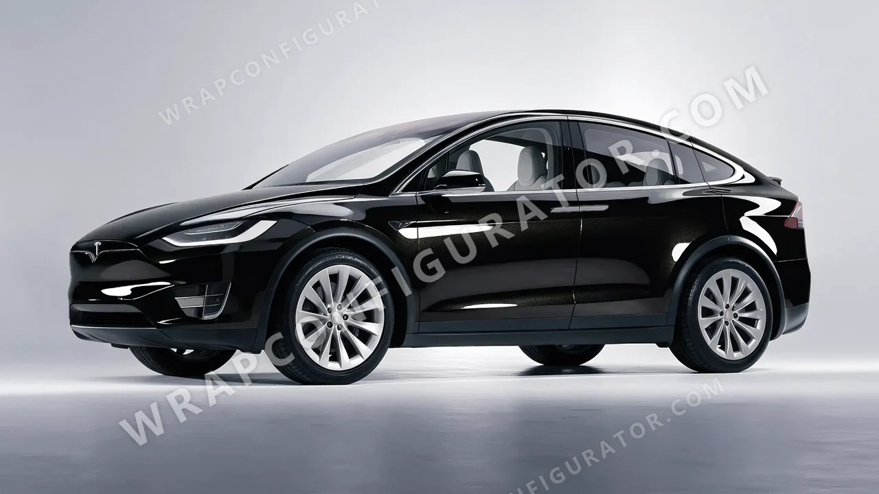 Black Tesla Model X 2017 wrapped in Inozetek Dynamic PPF Perfect Black DPPF908