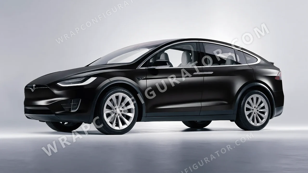 Black Tesla Model X 2017 wrapped in KPMF Perfect Black K75530