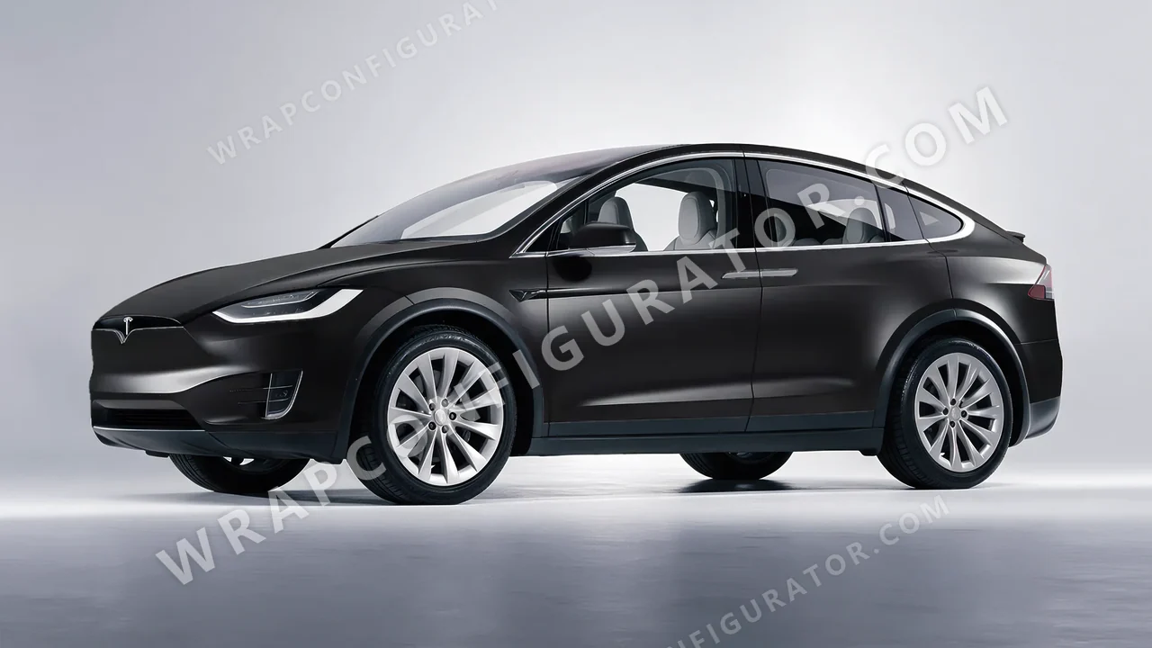 Black Tesla Model X 2017 wrapped in ORACAL Black 970RA-070M