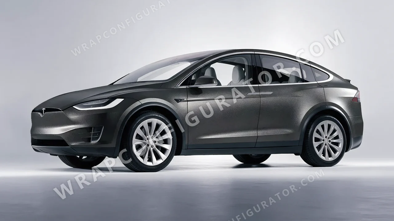 Black Tesla Model X 2017 wrapped in ORACAL Graphite 970RA-932M