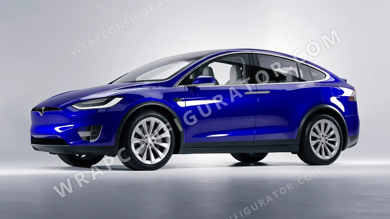 Blue Tesla Model X 2017 wrapped in 3M Gloss Blue Raspberry G378