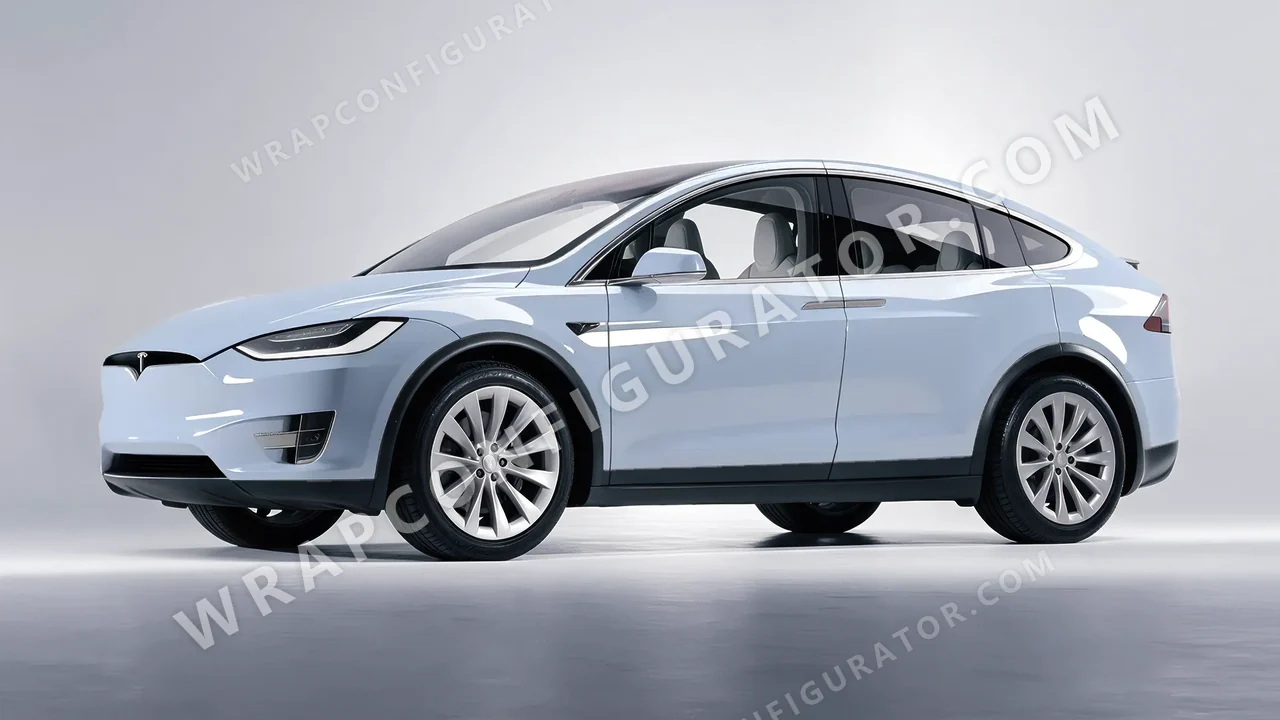 Blue Tesla Model X 2017 wrapped in Avery Dennison Cloudy Blue SW900-656-O