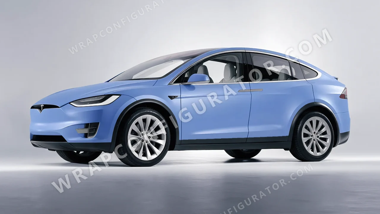 Blue Tesla Model X 2017 wrapped in Avery Dennison Dreamline Blue SW900-616-O