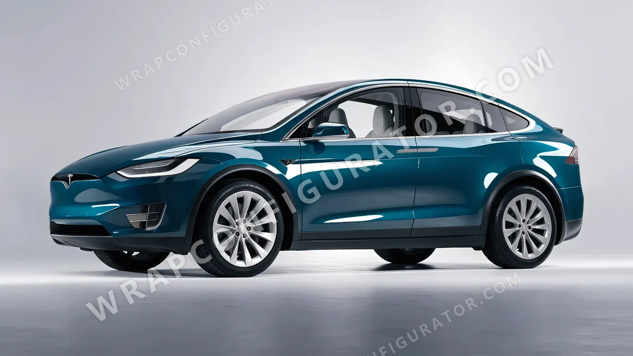 Blue Tesla Model X 2017 wrapped in Colourshield PPF by HyperPro Aqua HGF22-P