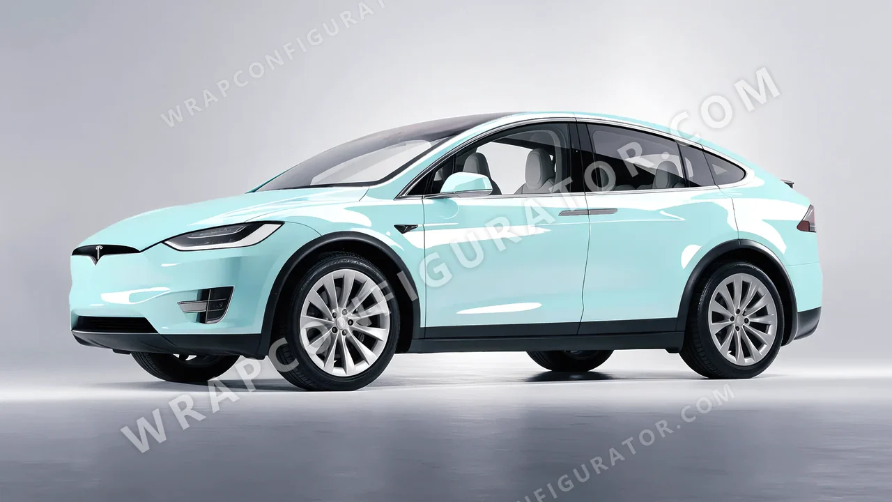 Blue Tesla Model X 2017 wrapped in Colourshield PPF by HyperPro Baby Blue HGF29-P