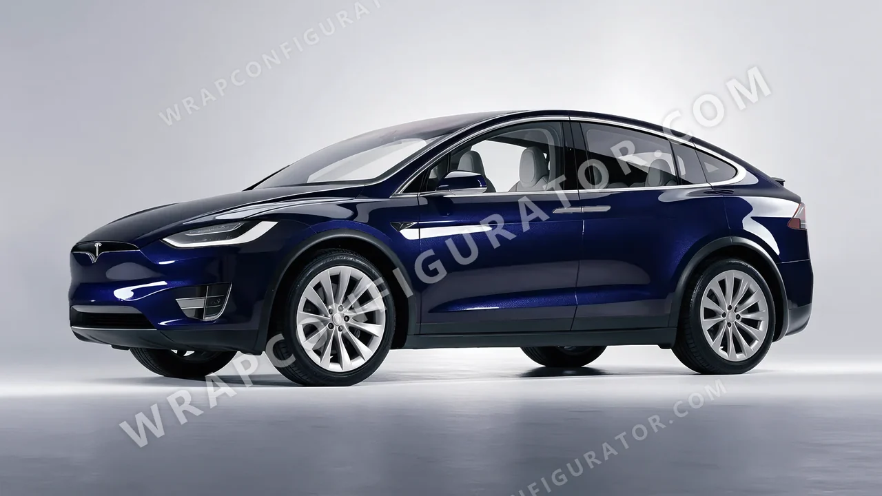 Blue Tesla Model X 2017 wrapped in Colourshield PPF by HyperPro Cobalt Blue GAF46-P