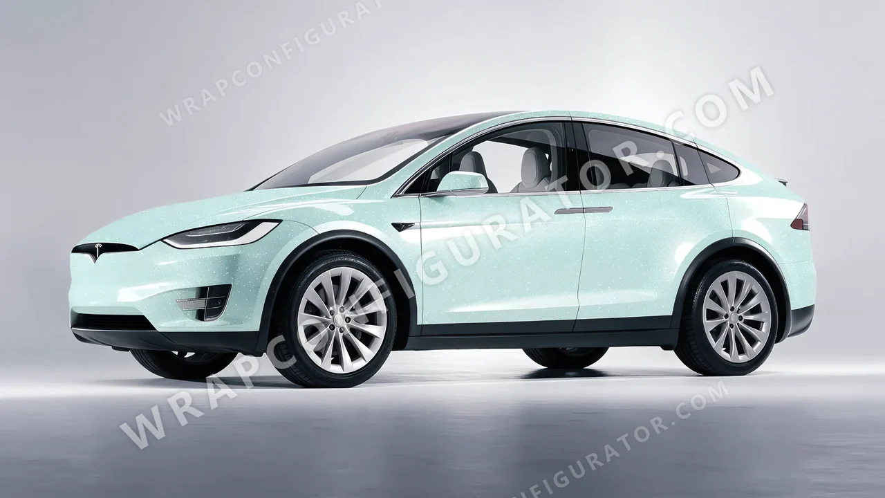 Blue Tesla Model X 2017 wrapped in Colourshield PPF by HyperPro Light Blue GPF10-P