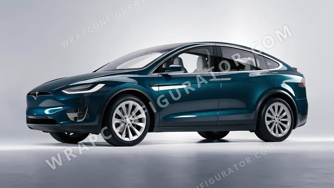 Blue Tesla Model X 2017 wrapped in Colourshield PPF by HyperPro Peacock Blue GAF40-P