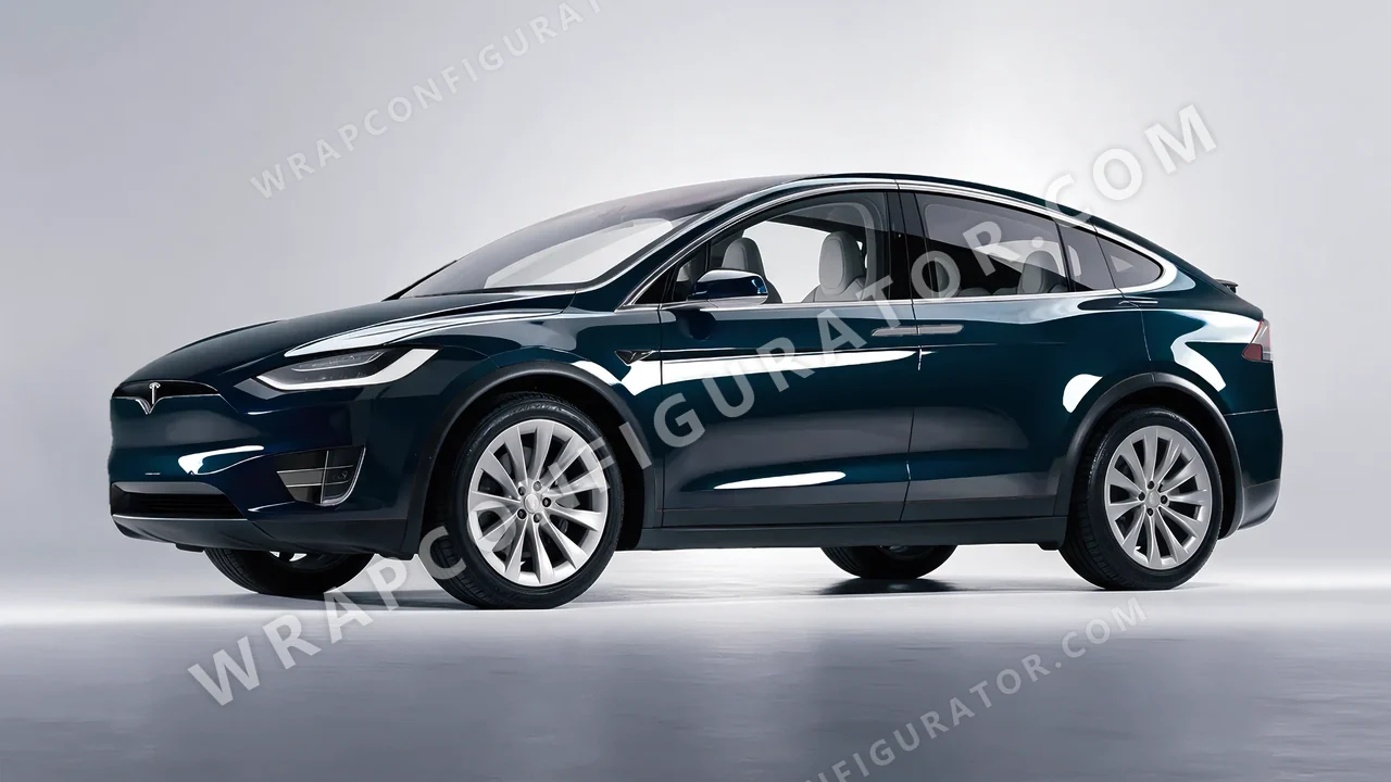 Blue Tesla Model X 2017 wrapped in Colourshield PPF by HyperPro Petrol Blue HGF108-P
