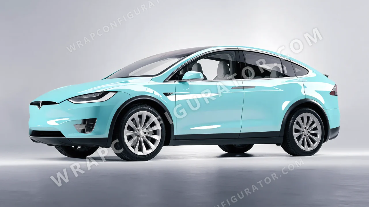 Blue Tesla Model X 2017 wrapped in Colourshield PPF by HyperPro Sea Blue HGF04-P