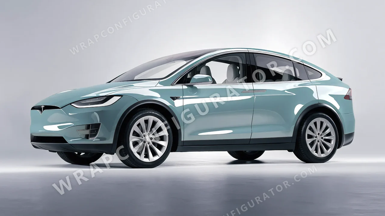 Blue Tesla Model X 2017 wrapped in Colourshield PPF by HyperPro Shadow Blue HGF73-P