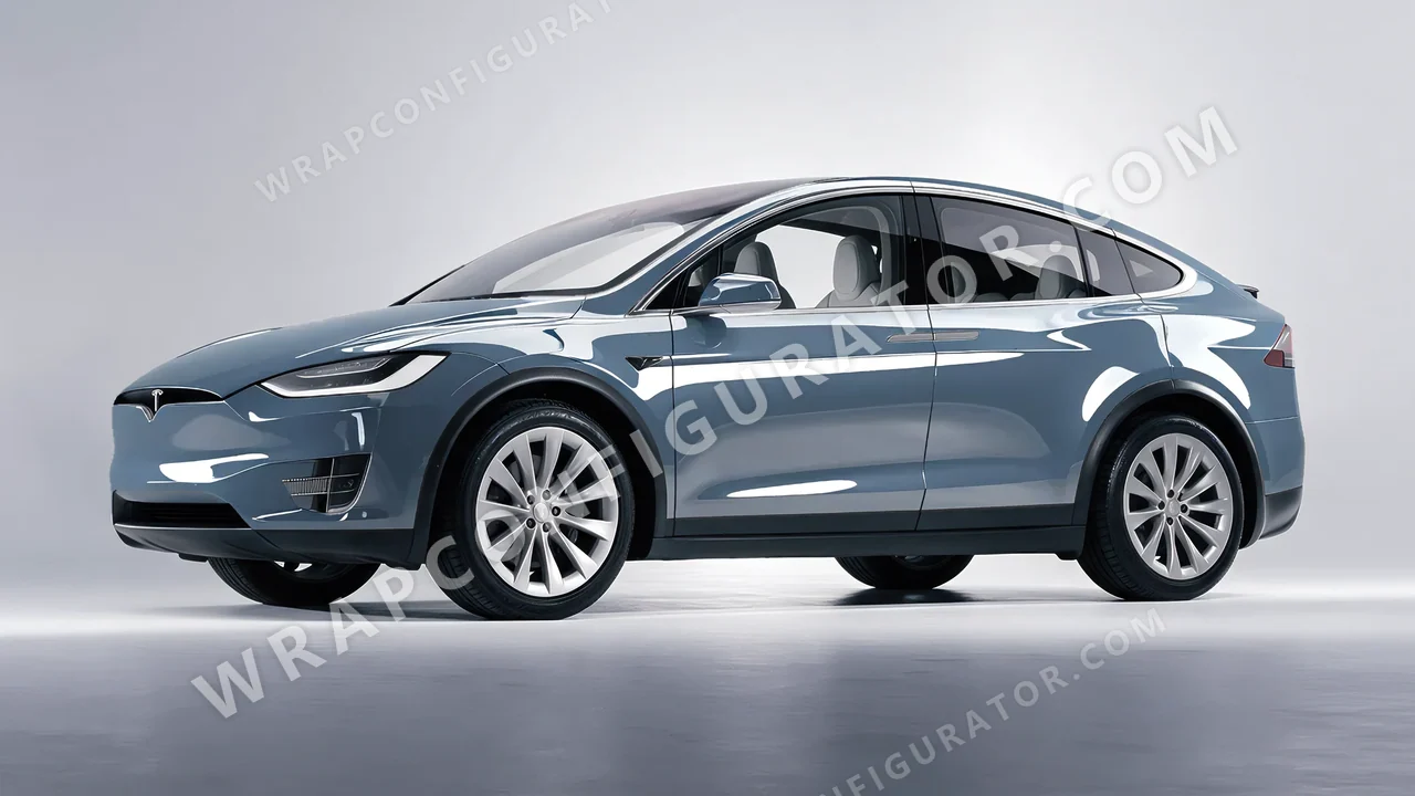 Blue Tesla Model X 2017 wrapped in Colourshield PPF by HyperPro Smoky Blue HGF24-P