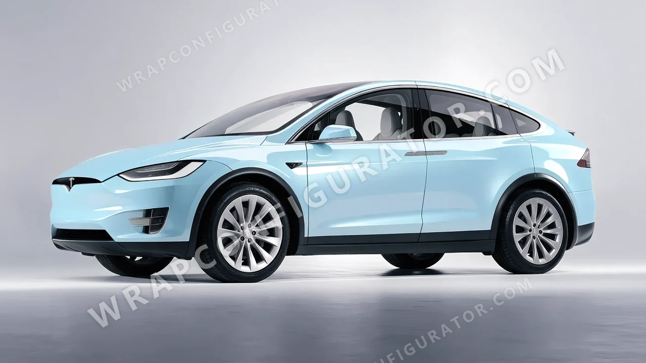Blue Tesla Model X 2017 wrapped in Inozetek Dynamic PPF Blue DPPF937