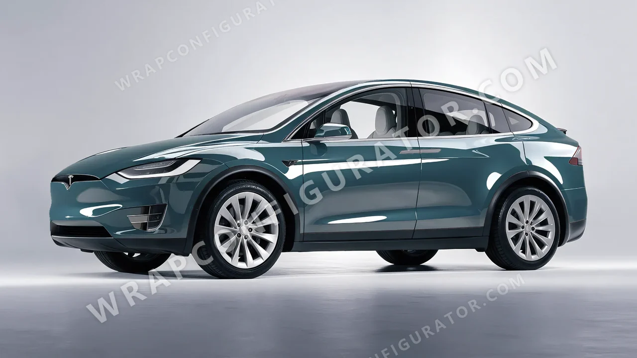 Blue Tesla Model X 2017 wrapped in Inozetek Dynamic PPF Copaze Blue CPZE101