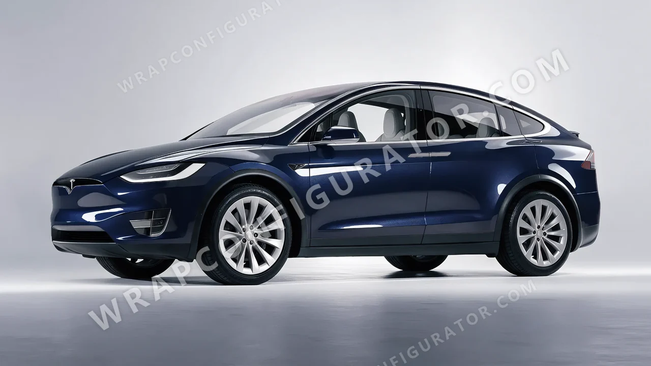 Blue Tesla Model X 2017 wrapped in Inozetek Dynamic PPF Graphite Blue DPPF922