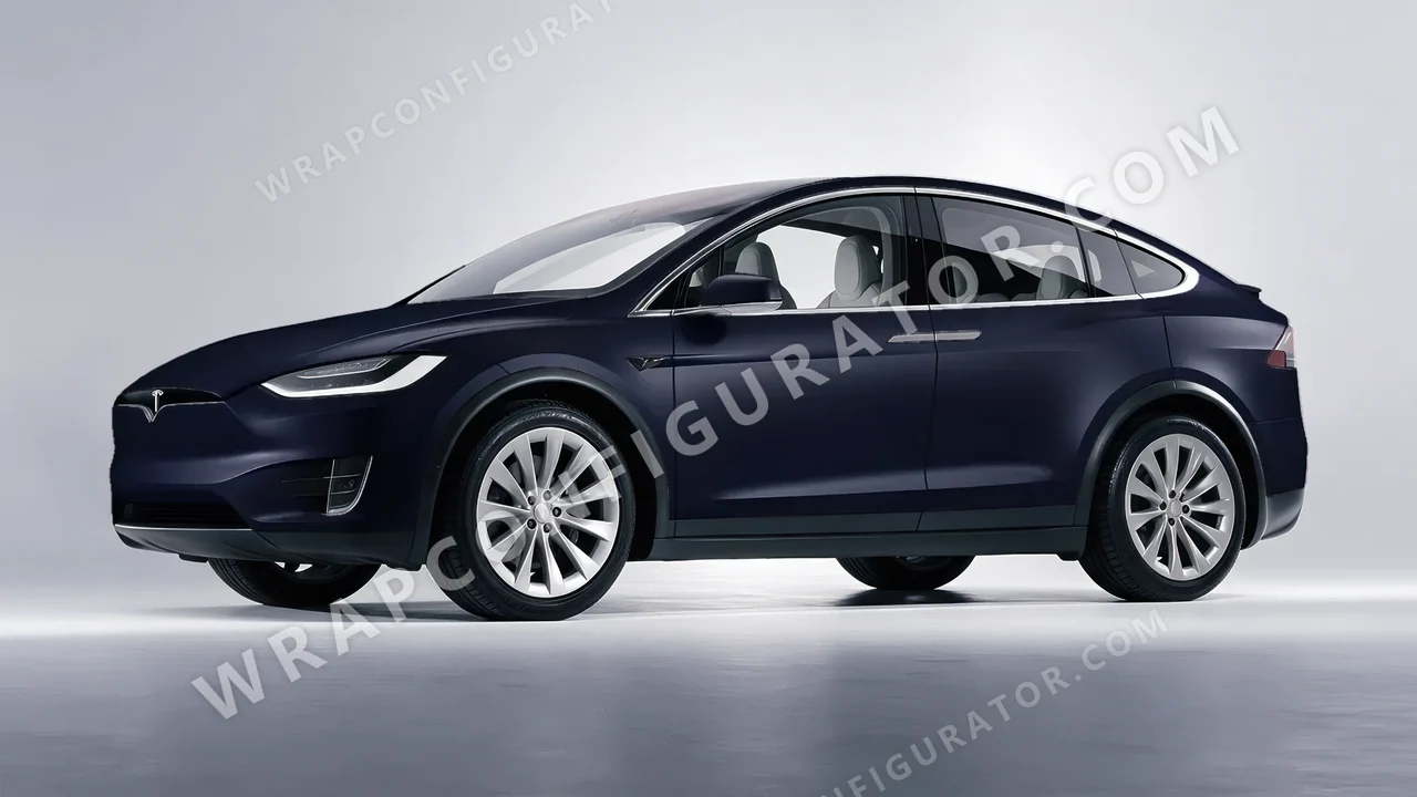 Blue Tesla Model X 2017 wrapped in KPMF Matt Sinister Blue K75562