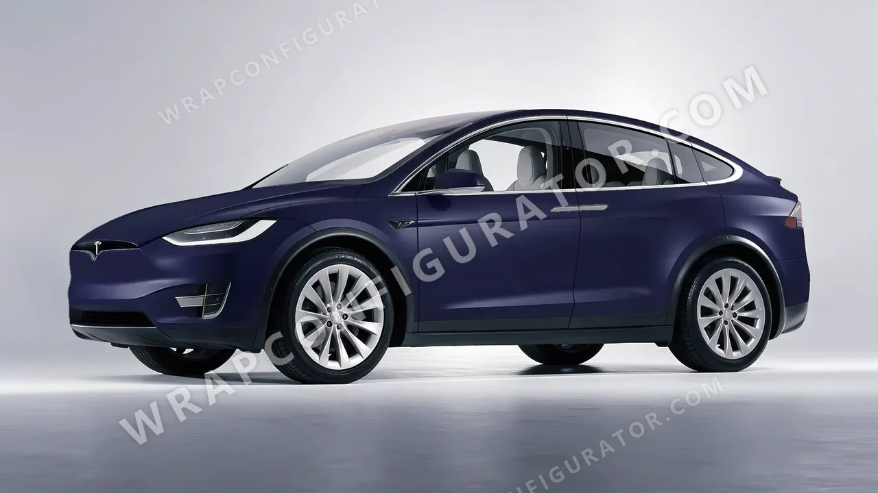 Blue Tesla Model X 2017 wrapped in KPMF Matt Tempest Blue K75513