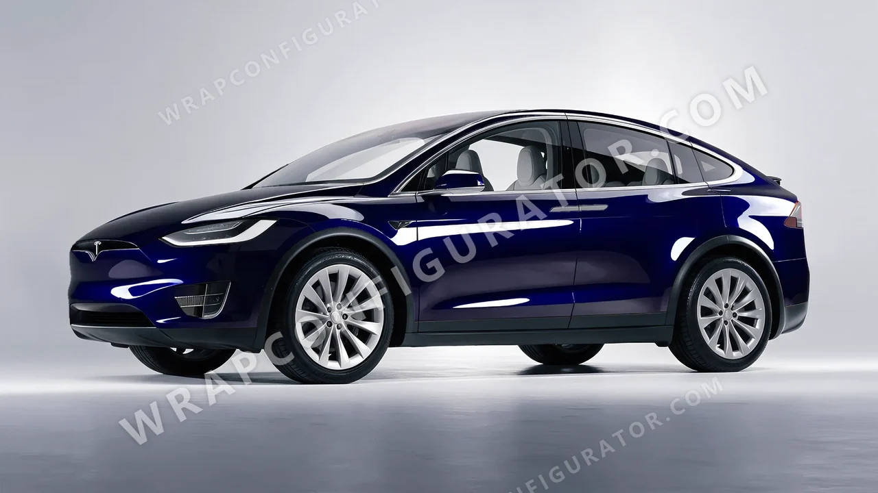 Blue Tesla Model X 2017 wrapped in ORACAL Baltic Blue 970RA-178G