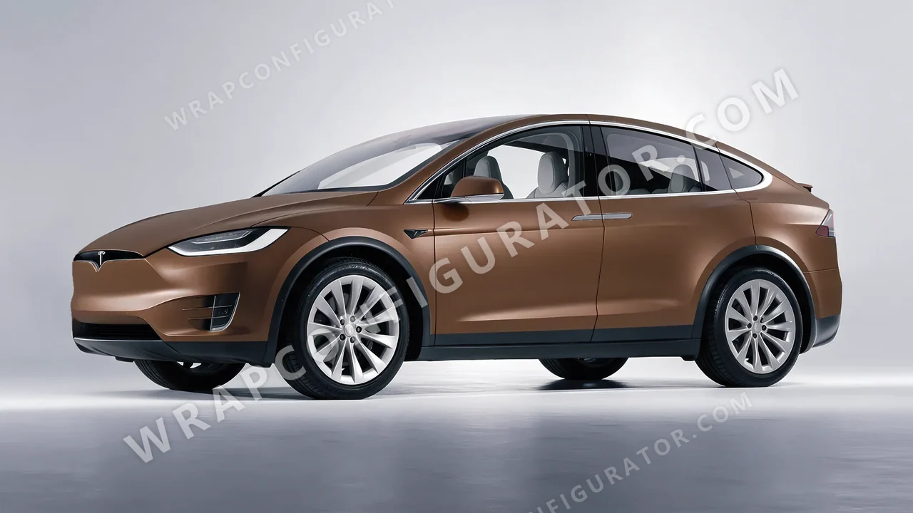 Brown Tesla Model X 2017 wrapped in 3M Matte Brown Metallic M209