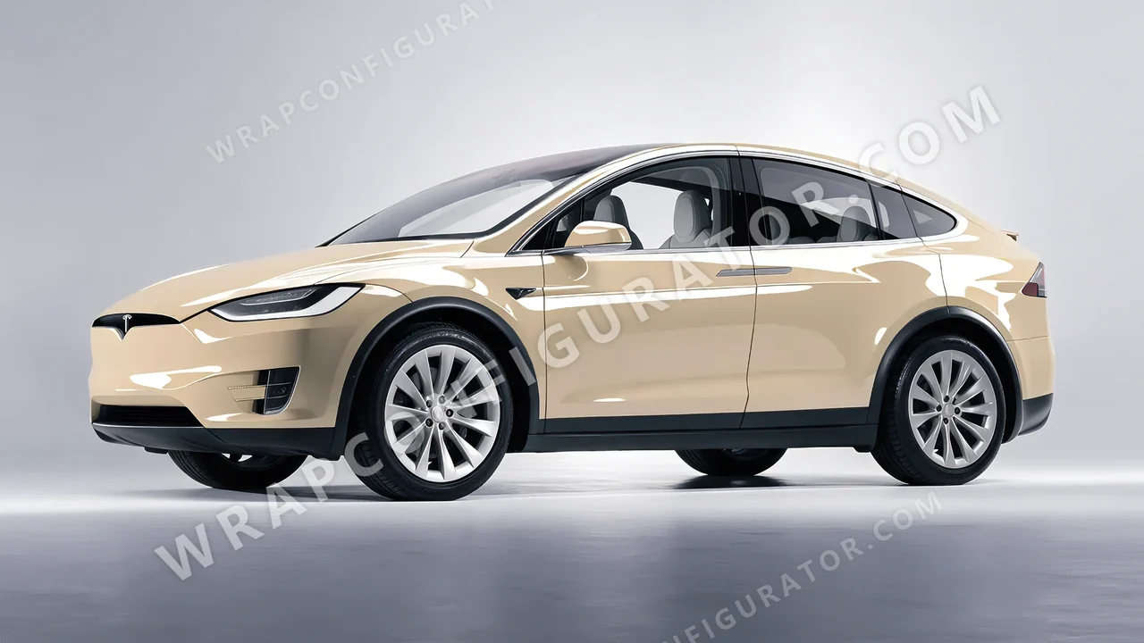 Brown Tesla Model X 2017 wrapped in Colourshield PPF by HyperPro Khakis HGF26-P