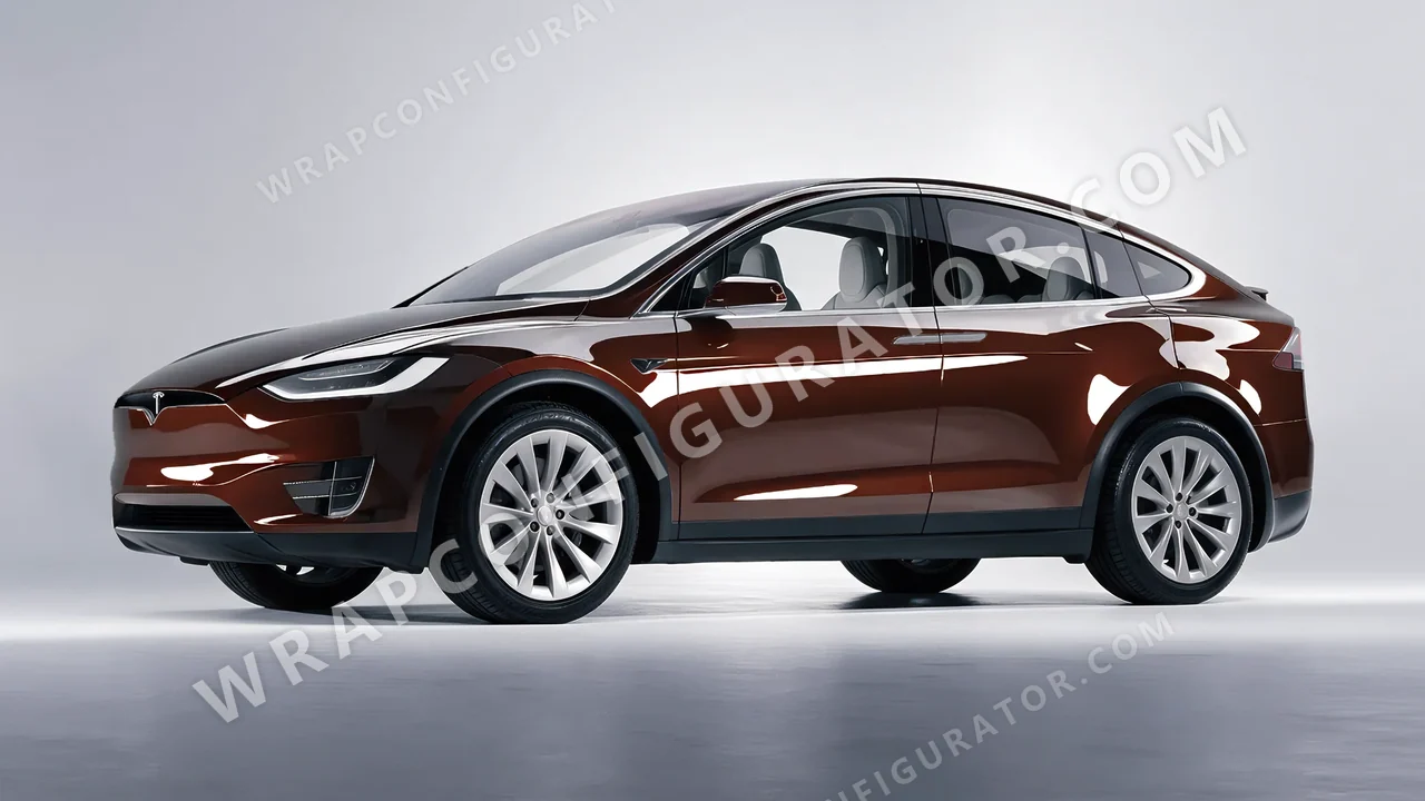 Brown Tesla Model X 2017 wrapped in Inozetek Dynamic PPF DDE Chocolate DDE103