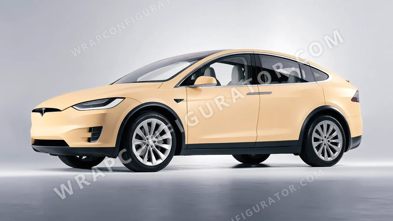 Brown Tesla Model X 2017 wrapped in Inozetek Dynamic PPF Sand DPPF815