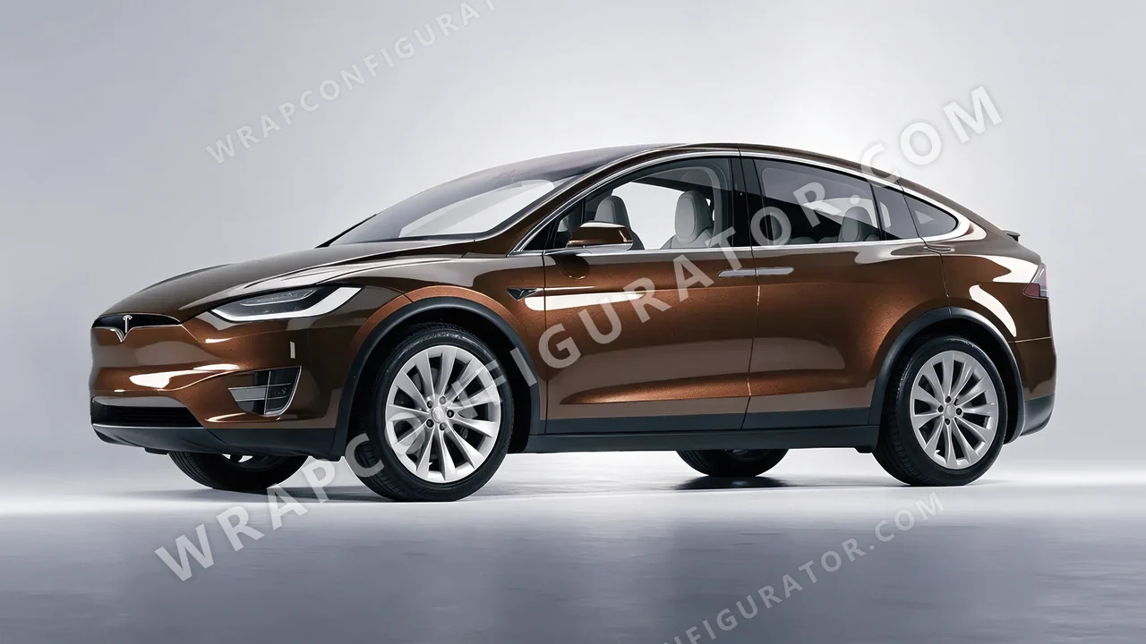 Brown Tesla Model X 2017 wrapped in ORACAL Orient Brown 970RA-874G