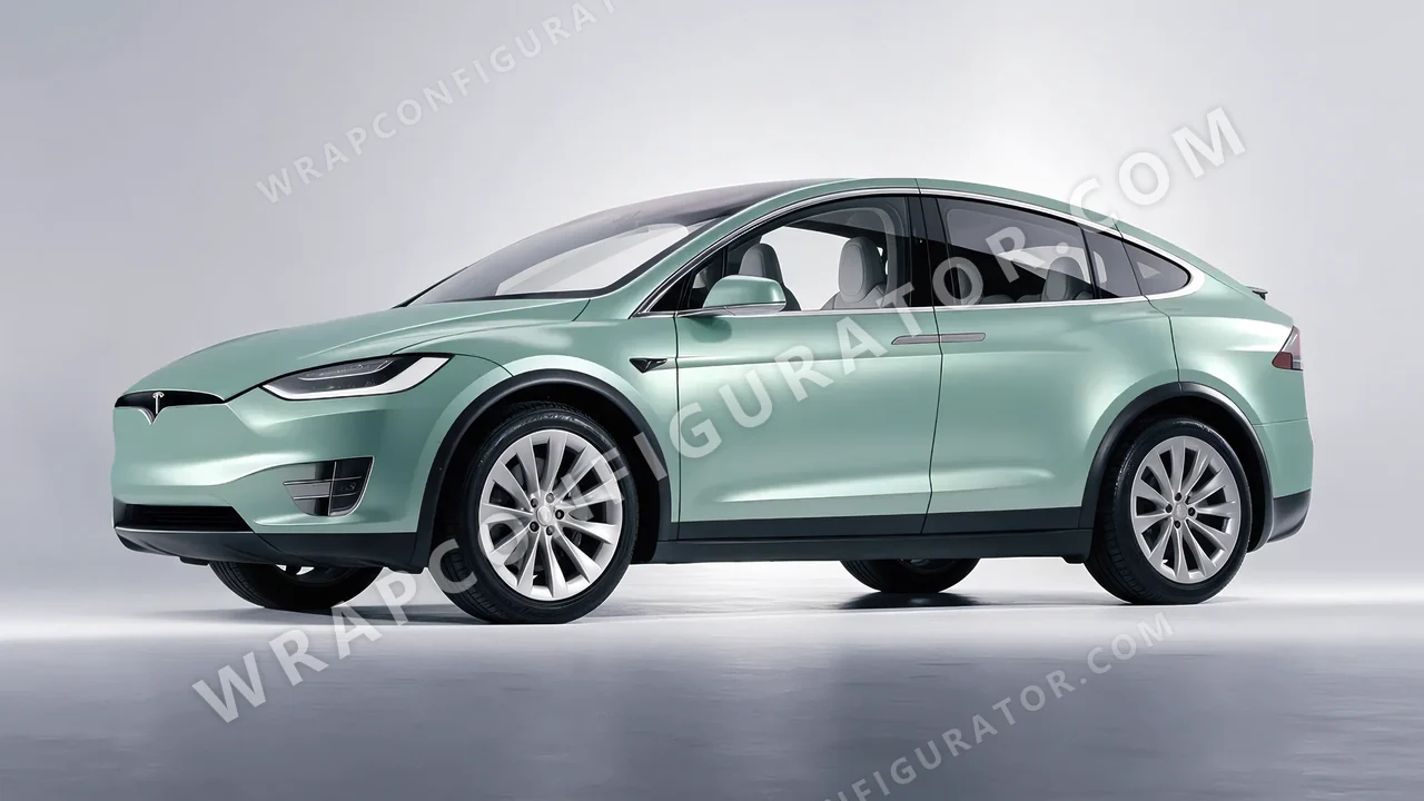 Green Tesla Model X 2017 wrapped in Avery Dennison Jade SW900-702-O
