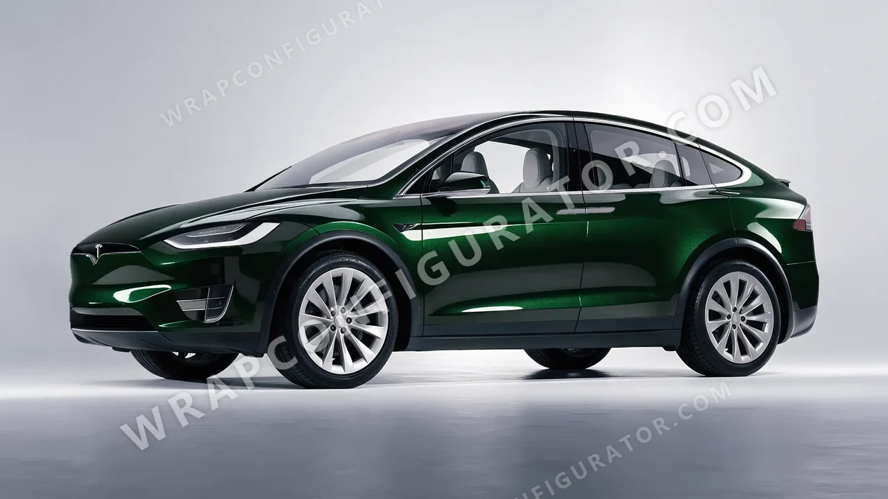 Green Tesla Model X 2017 wrapped in Colourshield PPF by HyperPro Dark Emerald HGM43-P