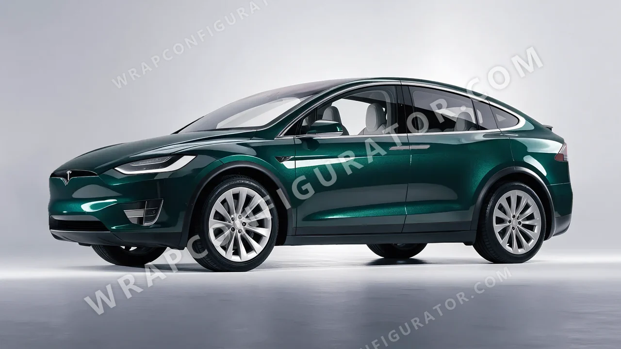 Green Tesla Model X 2017 wrapped in Colourshield PPF by HyperPro Green GAF39-P